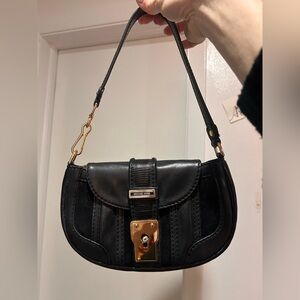 Michael Kors Black Shoulder Bag with Gold Accents